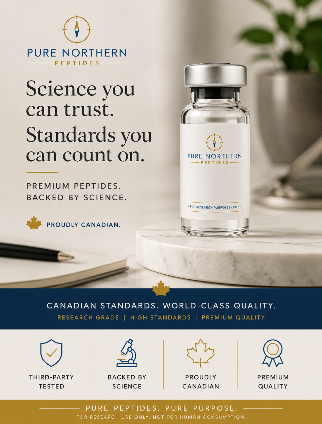 Pure Northern Peptides — Science you can trust. Proudly Canadian. Third-party tested.